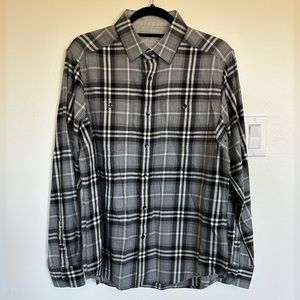 NWT REACTION Kenneth Cole Men’s S Heather Grey Checkered Button Down
